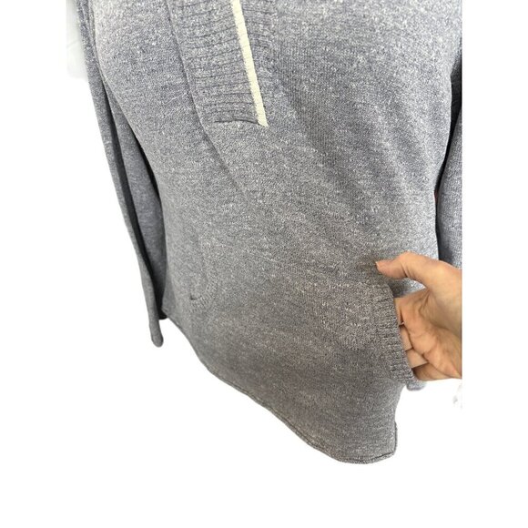 Eddie Bauer Pullover Sweater Women XL BlueHeather Hood KangarooPocket LongSleeve - Picture 3 of 9